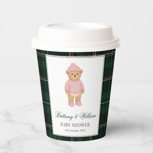 Preppy Bear Baby Girl Baby Shower 紙コップ (正面)