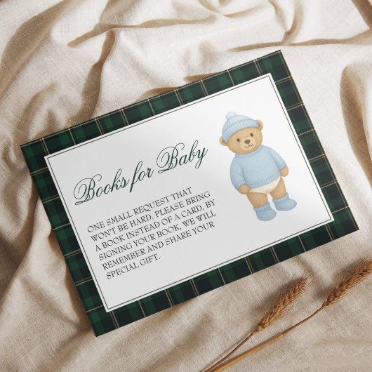 Preppy Bear Baby Shower Books for Baby エンクロージャーカード