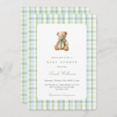 Preppy Bear Baby Shower Boy 招待状 (正面/裏面)