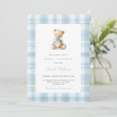 Preppy Bear Baby Shower Boy 招待状 (スタンド正面)