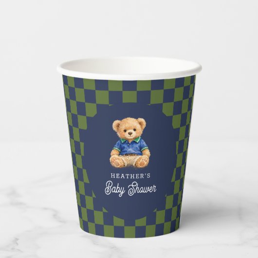 Preppy Bear Checkboard Baby Shower 紙コップ (裏面)