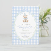 Preppy Beary First Birthday Invitation 招待状 (スタンド正面)