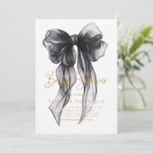 Preppy Black Bow Clean Personalized Baby Shower  招待状 (スタンド正面)