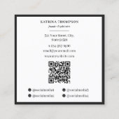 Preppy Black & White Stripes Bakery Logo QR Code スクエア名刺 (裏面)