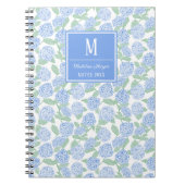 Preppy Blue and Green Hydrangeas Monogram ノートブック (正面)
