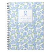 Preppy Blue and Green Hydrangeas Monogram ノートブック (正面)