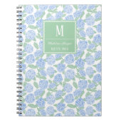 Preppy Blue and Green Hydrangeas Monogram ノートブック (正面)