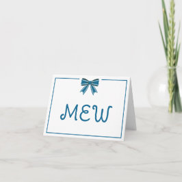 Preppy Blue and White Bow Monogram ノートカード