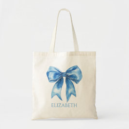 Preppy Blue and White Bow Personalized トートバッグ