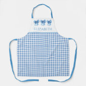 Preppy Blue and White Gingham and Bow エプロン (正面)