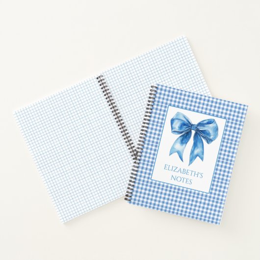 Preppy Blue and White Gingham and Bow ノートブック (内部)