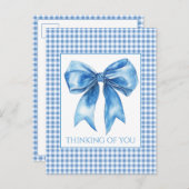 Preppy Blue and White Gingham Plaid and Bow ポストカード (正面/裏面)