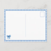 Preppy Blue and White Gingham Plaid and Bow ポストカード (裏面)