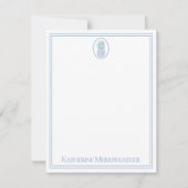 Preppy Blue and White Pineapple in Frame ノートカード (正面)