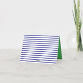 Preppy Blue and White Stripes With Green Monogram ノートカード (裏面)