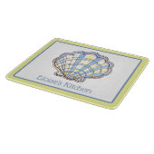 Preppy Blue and Yellow Plaid Scallop Seashell カッティングボード (角)