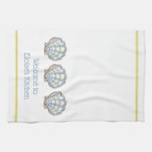 Preppy Blue and Yellow Plaid Scallop Seashell キッチンタオル (横)
