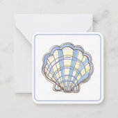 Preppy Blue and Yellow Plaid Scallop Seashell ノートカード (正面)