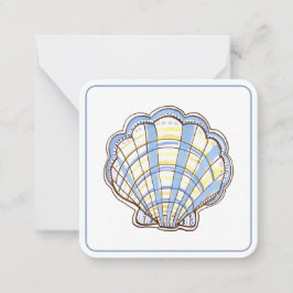 Preppy Blue and Yellow Plaid Scallop Seashell ノートカード