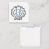 Preppy Blue and Yellow Plaid Scallop Seashell ノートカード (正面/裏面)