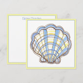 Preppy Blue and Yellow Plaid Scallop Seashell ノートカード (正面/裏面)