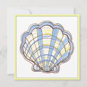 Preppy Blue and Yellow Plaid Scallop Seashell ノートカード (正面)