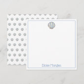 Preppy Blue and Yellow Plaid Scallop Seashell ノートカード (正面/裏面)