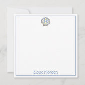 Preppy Blue and Yellow Plaid Scallop Seashell ノートカード (正面)