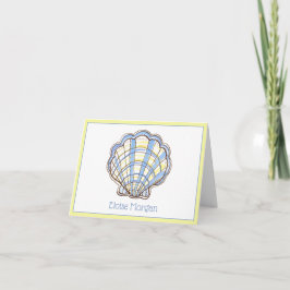 Preppy Blue and Yellow Plaid Scallop Seashell ノートカード