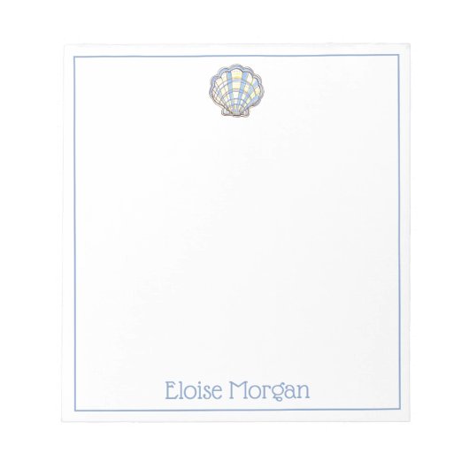 Preppy Blue and Yellow Plaid Scallop Seashell ノートパッド (正面)