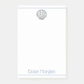 Preppy Blue and Yellow Plaid Scallop Seashell ポストイット (正面)