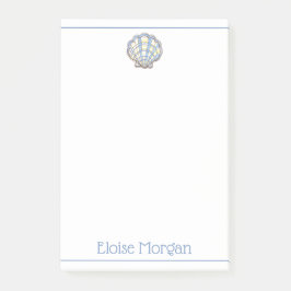 Preppy Blue and Yellow Plaid Scallop Seashell ポストイット