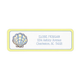 Preppy Blue and Yellow Plaid Scallop Shell ラベル