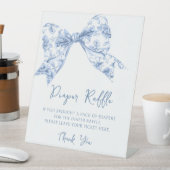 Preppy Blue Bow Coquette Baby Shower Diaper Raffle 台座サイン (インサイチュ)