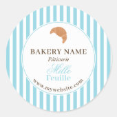 Preppy Blue Brown Stripes Bakery Logo Product ラウンドシール (正面)