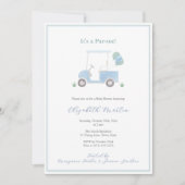 Preppy Blue Green Golf Cart Baby Boy Shower 招待状 (正面)