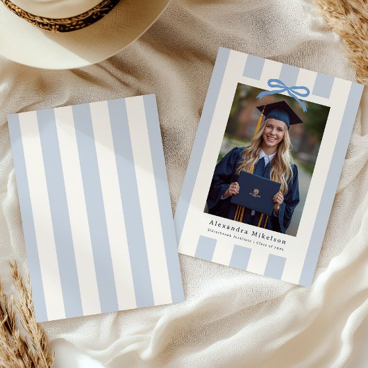 Preppy Blue Photo Graduation 案内状
