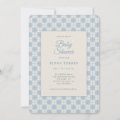Preppy Blue Plaid Baby Shower Invitation 招待状 (正面)