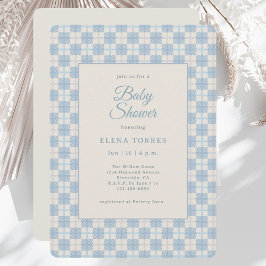 Preppy Blue Plaid Baby Shower Invitation 招待状