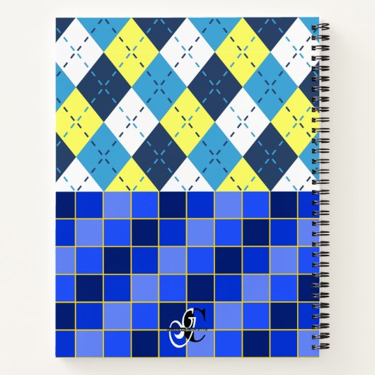 Preppy Blue Raspberry Lemonade Argyle and Checks ノートブック (裏面)