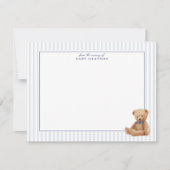 Preppy Blue Striped Teddy Bear Nursery note card 案内状 (正面)
