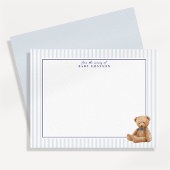 Preppy Blue Striped Teddy Bear Nursery note card 案内状