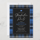 Preppy Blue Tartan Graduation 招待状 (正面)