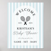 Preppy Blue Tennis Baby Shower Welcome ポスター (正面)