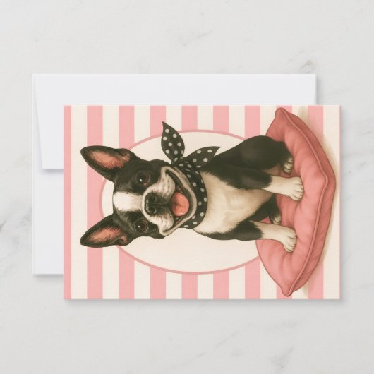 Preppy Boston Terrier Invitation 招待状 (正面)