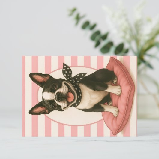 Preppy Boston Terrier Invitation 招待状 (スタンド正面)