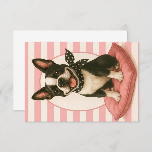 Preppy Boston Terrier Invitation 招待状 (正面/裏面)