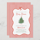 Preppy Bow Merry Little Baby Shower Invite 招待状 (正面/裏面)