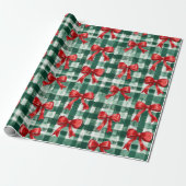 Preppy Bow Plaid Christmas ラッピングペーパー (アンロールド)
