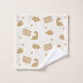 Preppy Boys Dinosaur Gingham - Brown Green & Khaki バスタオルセット (ウォッシュタオル)